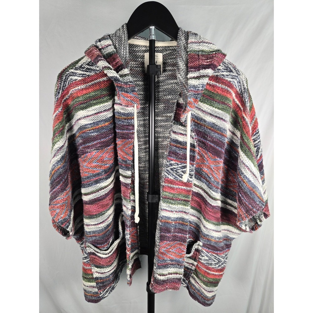 Billabong Baja Blanket Hoodie Poncho S/M Southwestern Oversized Festival Boho